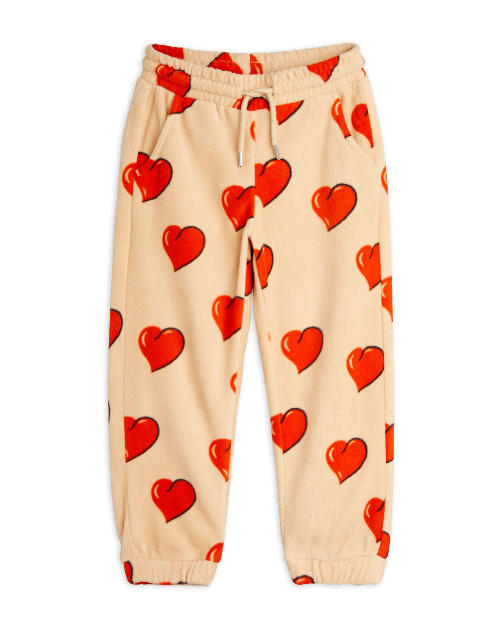 [MINIRODINI]Hearts fleece trousers /Beige