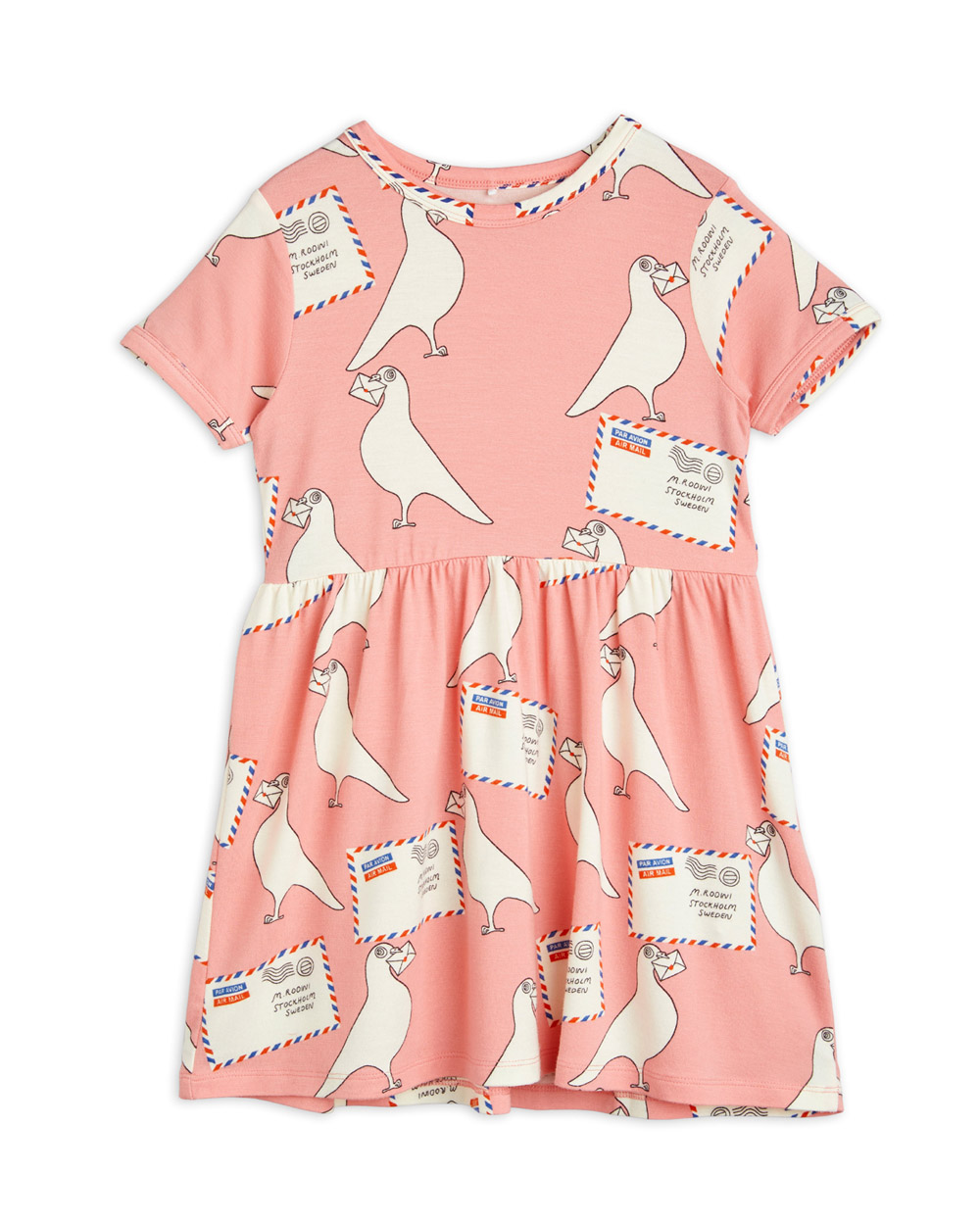 [ MINIRODINI] Pigeons tencel aop ss dress / pink